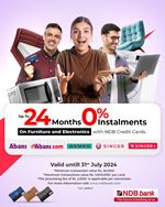 Up to 24-month, 0% installment plan for furniture and electronics with NDB Credit Cards