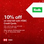 10% Off on total bill with HSBC Credit Cards at Keells