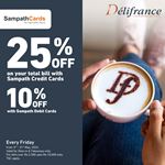 Enjoy up to 25% Off for Sampath Bank Cards at Delifrance