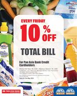 10% off on Total bill for Pan Asia Bank Creidt Cards at Arpico Super Centre