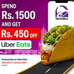 Spend Rs. 1500 and get Rs. 500 off on your total bill on Uber Eats for Uber One Members at TACO BELL Sri Lanka