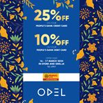 Enjoy 25% off for People's Credit Cards and 10% off for People's Debit Cards when you shop at ODEL