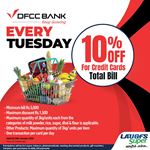 10% off on total bill for DFCC bank credit cards at LAUGFS Supermarket