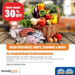 30% Off on Fresh Vegetables, Fruits, Seafoods, & Meats at Arpico Super Centre for Sampath bank credit Cards