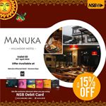 Enjoy 15% off at Manuka Hillwood Hotel with NSB debit cards