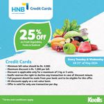 25% off on Fresh Vegetables, Fruits & Seafood at Keells for HNB Credit Cards 