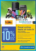 Get extra 10% discount at tudo.lk with Commercial Bank cards