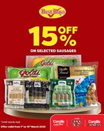 15% off on selected sausages at Cargills Food City