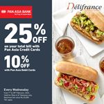 Get up to 25% Off for Pan Asia Bank Cards at Delifrance