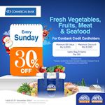 30% Off on Fresh Vegetables, Fruits, Meat & Seafood for Combank credit Cards at Arpico Super Centre