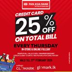 Enjoy 25% DISCOUNT on TOTAL BILL with Pan Asia Bank Credit Cards at Softlogic GLOMARK