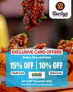 Enjoy exclusive HNB Bank card discounts at Burley's