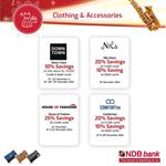 Enjoy exclusive savings on clothing and accessories at your favorite stores for NDB Cards