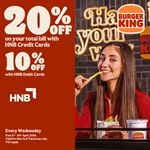 Enjoy up to 20% Off at Burger King for HNB Cards