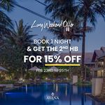 Long weekend offer: Book 1 night and get the 2nd (HB) for 15% off at Ayana Sea
