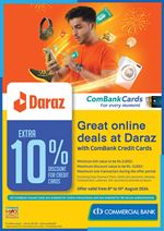 Get extra 10% discount at Daraz with ComBank Credit Cards