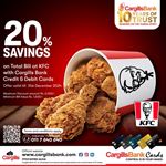 20% Savings at KFC with Cargills Bank Credit and Debit Cards