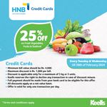 25% Off on Fresh Vegetables, Fruits & Seafood at Keells for HNB Credit Cards