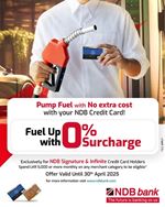 Fuel up with 0% surcharge when you pump with your NDB Credit Card