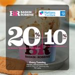 Enjoy up to 20% Off on total bill at Baskin Robbins for NTB Bank cards