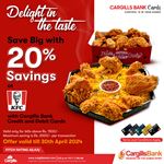 20% Savings at KFC with Cargills Bank Credit and Debit Cards