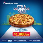 Buy a Large Pizza and get Rs. 1000 OFF at Domino's Pizza 