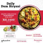 Dum Biryani for just Rs.1400 nett per person at Ramada Colombo