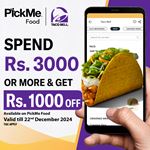 Spend Rs. 3000 or more and get Rs. 1000 off on your total bill on PickMe Food at TACO BELL 