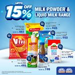 Up to 15% Off on milk powder & Liquid Milk range at Arpico Super Centre