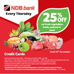 25% Off on fresh vegetables, fruits, seafood & meat at Keells for NDB Bank Credit Cards