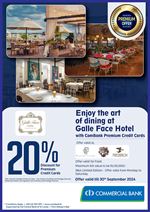 Enjoy the art of dining at Galle Face Hotel with ComBank Premium Credit Cards