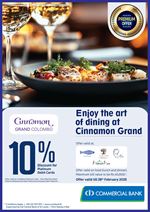 Enjoy the art of dining at Cinnamon Grand Colombo with ComBank Platinum Debit Cards