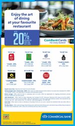 Enjoy the art of dining at your favourite restaurant with ComBank Credit and Debit Cards