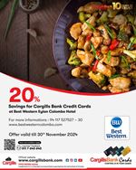 Enjoy 20% savings on your next meal at Best Western Elyon Colombo with your Cargills Bank Credit Card