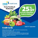 25% off on fresh vegetables, fruits & seafood at Keells for HNB Credit Cards