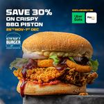 Save 30% on Crispy BBQ Piston Exclusively on Uber Eats and PickMe Food at Street Burger