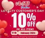 10% Discount on Total Bill Value Exclusive for ASB Fashion Loyalty Card Holders