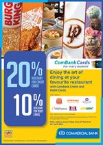 Enjoy the art of dining at your favourite restaurant with ComBank Credit and Debit Cards 