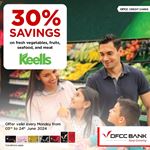 30% savings on fresh vegetables, fruits, seafood, and meat at Keells with DFCC Credit Cards