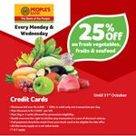 25% Off on fresh vegetables, fruits, & seafood at Keells for People's Bank credit cards 