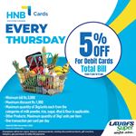 5% off on total bill for HNB Debit Cards at LAUGFS Supermarket