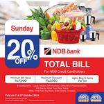 20% Off on total bill for NDB Credit Cards at Arpico Super Centre