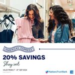 Enjoy 20% Savings at Shay Int with Nations Trust Bank American Express