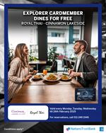 Explorer Cardmember dines for free at Royal Thai - Cinnamon Lakeside Colombo with your Nations Trust Bank American Express Card