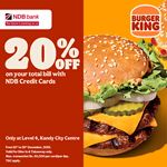 Exclusive Festive Offer for NDB Cardholders at Burger King, Level 4, Kandy City Center! 
