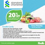 20% off on Fresh Vegetables, Fruits, Seafood & Fresh Meat at Keells for Standard Chartered Credit Cards