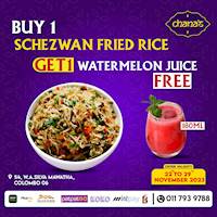 Buy 1 Szechwan Fried Rice and receive a FREE Watermelon Juice at Chana's