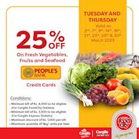 Get 25% OFF on fresh vegetables, fruits and seafood at Cargills Food City for People's Bank credit cardholders