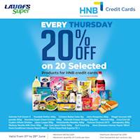 20% Off on selected Products for HNB Credit Cards at LAUGFS Super
