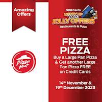 Buy a Large pan Pizza and get another large pan pizza for free on NDB Credit cards at Pizza Hut